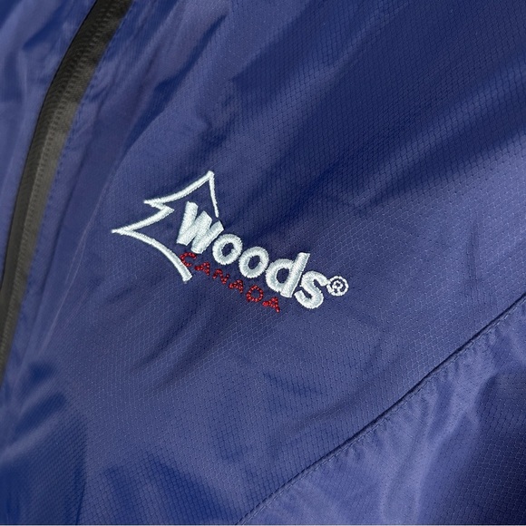 Woods Canada Blue Hooded Windbreaker Jacket Size L - Picture 5 of 12